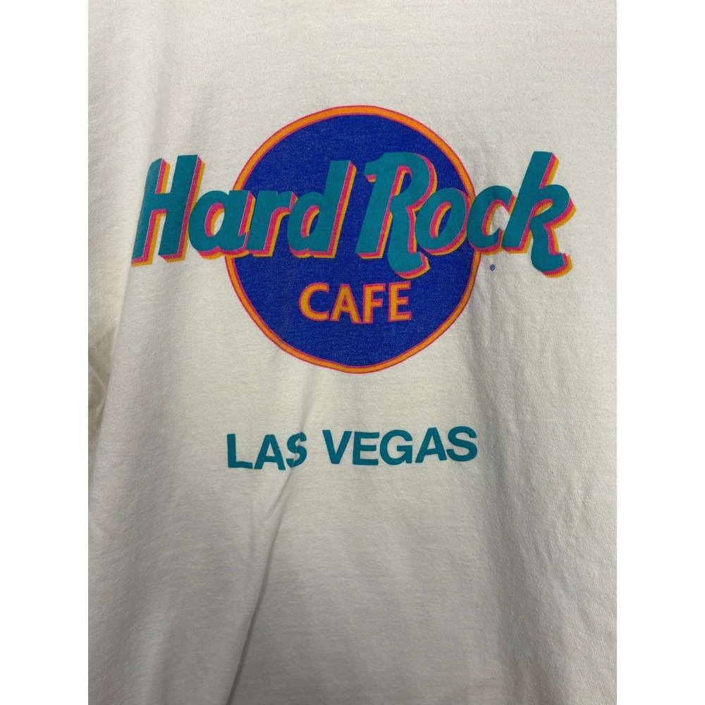 Hard Rock Cafe Las Vegas T-Shirt Mens White 34-36 Vintage 90s Hanes Beefy - Picture 3 of 5